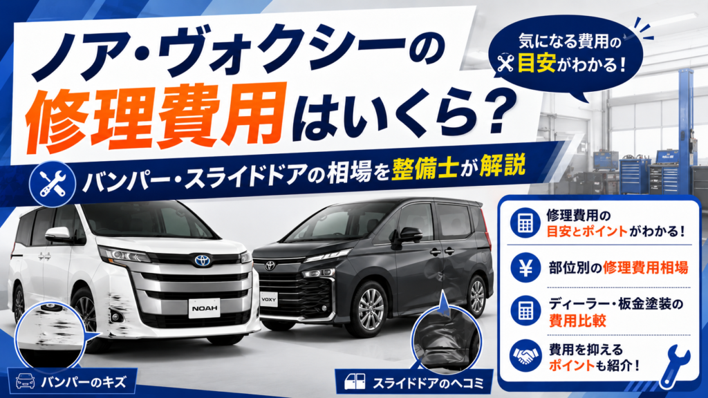 ノア・ヴォクシーの修理費用はいくら？バンパー・スライドドアの相場を整備士が解説