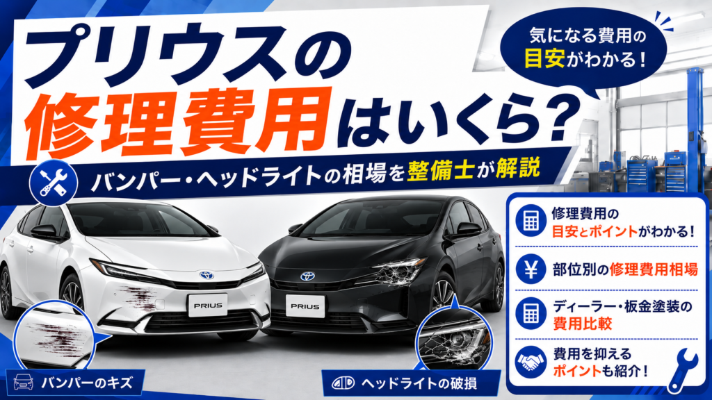 プリウスの修理費用はいくら？バンパー・ヘッドライトの相場を整備士が解説